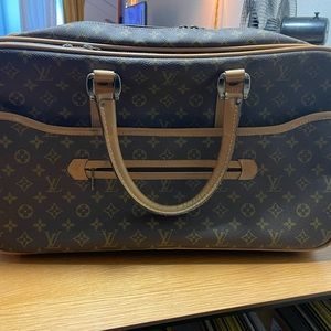 Antique LOUIS VUITTON suitcase/travel bag monogram canvas/leather.